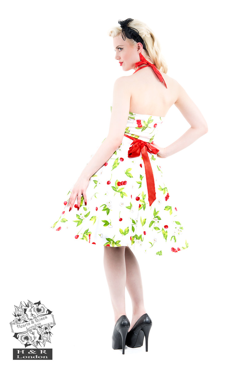 White Dolores Cherry Swing Dress